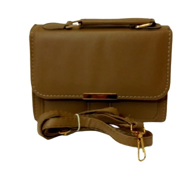 Elegant Diva Tan Purse Underline Mark Detail Stylish Handbag with Removable Strap