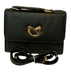 Elegant Diva Black Purse Heart Accent Stylish Handbag with Removable Strap