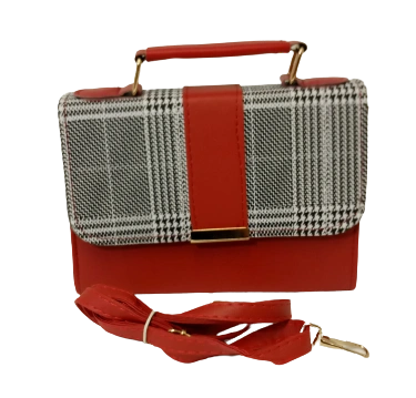 Chic Diva Red Plaid Purse Stylish Handbag with Removable Strap