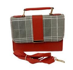 Chic Diva Red Plaid Purse Stylish Handbag with Removable Strap