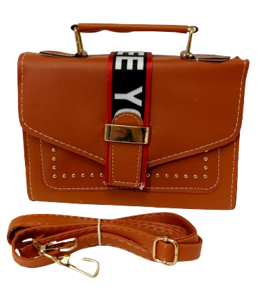 Chic Diva Brown Purse "See You" Strap Detail Stylish Handbag with Removable Strap