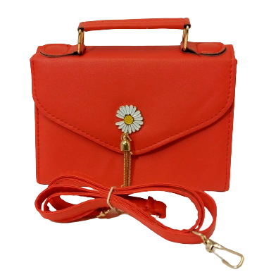 Elegant Diva Red Purse Sunflower Accent Stylish Handbag with Removable Strap