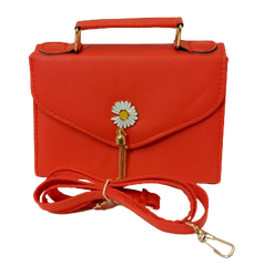 Elegant Diva Red Purse Sunflower Accent Stylish Handbag with Removable Strap