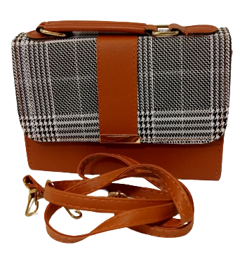 Diva General Collection Classic Brown Plaid Purse – Stylish Handbag with Removable Strap
