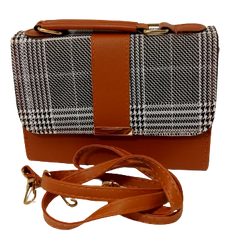 Diva General Collection Classic Brown Plaid Purse – Stylish Handbag with Removable Strap