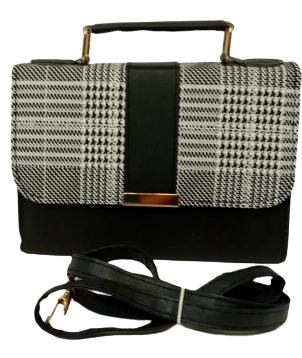 Diva General Collection Classic Black Plaid Purse – Stylish Handbag with Removable Strap