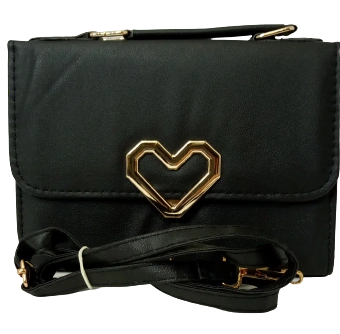 Diva General Collection Black Heart Purse - Stylish & Versatile with Removable Strap