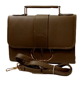 Tan Leather Purse with CD Design & Removable Strap - Diva General Collection