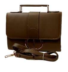 Tan Leather Purse with CD Design & Removable Strap - Diva General Collection