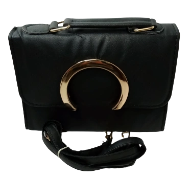 Elegant Diva Black Purse Horseshoe Charm Stylish Handbag with Removable Strap