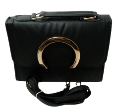 Elegant Diva Black Purse Horseshoe Charm Stylish Handbag with Removable Strap