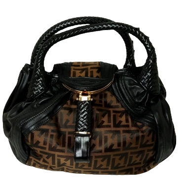 Diva General Collection Brown & Black Funky Pattern Handbag – Stylish Bag with Pleather Trim & Removable Strap