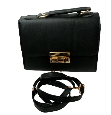 Elegant Diva Black Purse Dual-Lock Security Stylish Handbag with Removable Strap