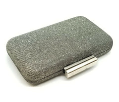 AQUA Mini Gold Silver Black Sparkle Box Clutch with Chain Strap