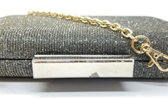 AQUA Mini Gold Silver Black Sparkle Box Clutch with Chain Strap