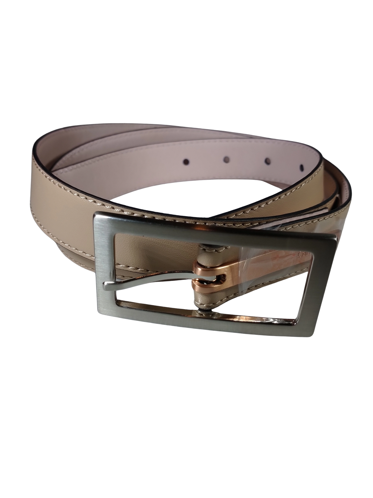 Calvin Klein Apricot Leather Belt 7/8"x43.25" Premium Genuine Leather Waist Belt with Classic Buckle
