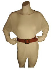 Lauren Ralph Lauren Golden Brown Leather Ladder Braid Belt 1.375"x42" Genuine Leather Belt with Classic Buckle