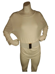 Lauren Ralph Lauren Cream Stretchy Belt 2.375"x36.5" Webbing Waist Belt with Slide Closure