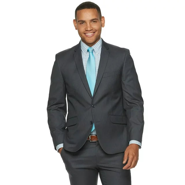 Billy London Men's Slim-Fit Performance Stretch Suits Dark Grey