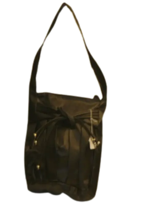 Black Faux Leather Handbag with Knot