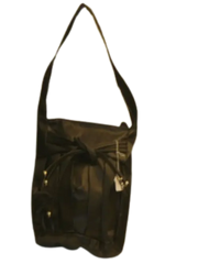 Black Faux Leather Handbag with Knot