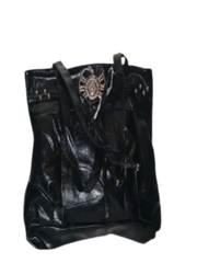 Black Handbag with Metal Bow