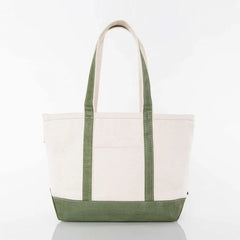 CB Station Metallic Green Medium Canvas Zippered Tote Bags