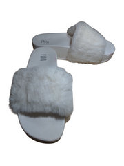 Viva White Fuzzy Slip On Sandals  (some discoloration)