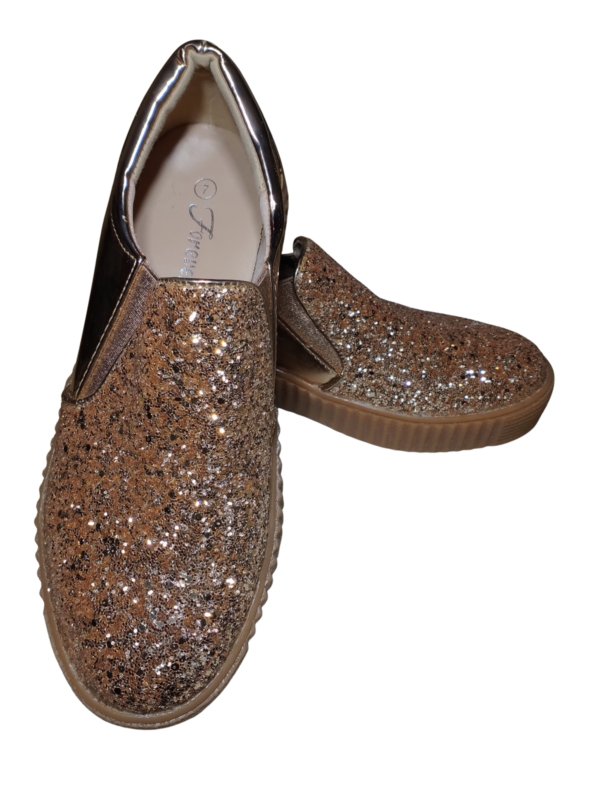 Forever Rosegold Sparkly Slip On Shoes