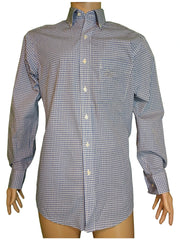 Club Room Blue/White Regular Fit Men's Shirt - 14.5 32/33 (100% Polyester)