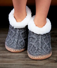 Cosyone 1997 Gray Cable Knit Slipper Socks - So Comfortable!