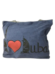 Diva General Collection I Love Dubai Tote Bag Heart Printed Blue