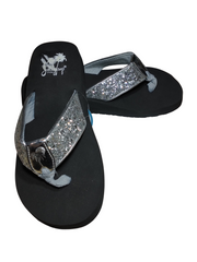 Jellypop Black Sandals with Silver Glitter  (has tag over logo)