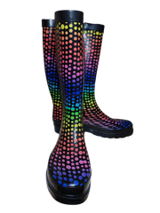 Sugar Women's Raffle Rainbow Dot Printed Rain Boot