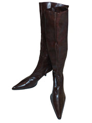 Rebels Brown High Heel Pointy Toe Tall Boots - Elegant and Versatile Size 10 Women’s Footwear