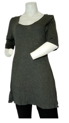 Zenana Outfitters Grey 3/4 Sleeve Long Women's Shirt - Large
