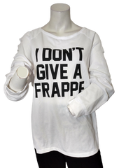 Hype White "I Don't Give a Frappe" Jersey Women's Shirt with Slash Detail