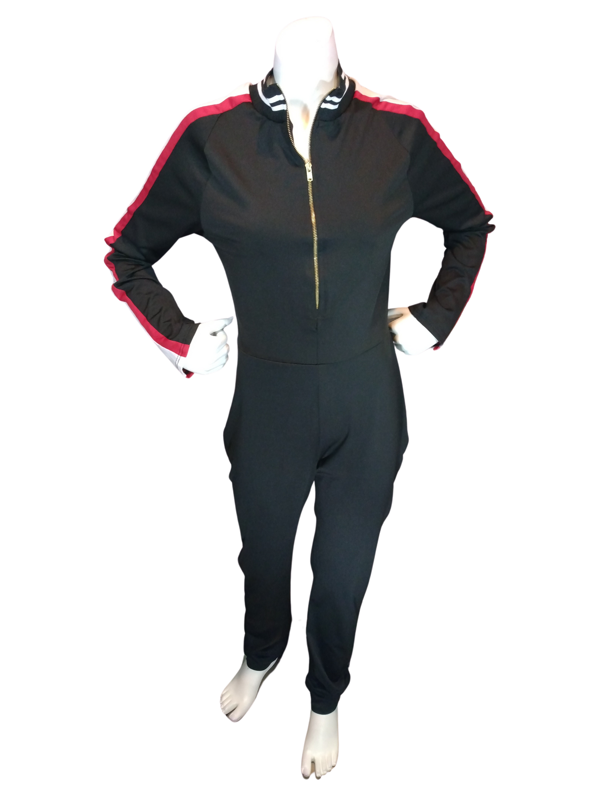 Uptown USA Black Girls' Large Jumpsuit with Racing Stripes