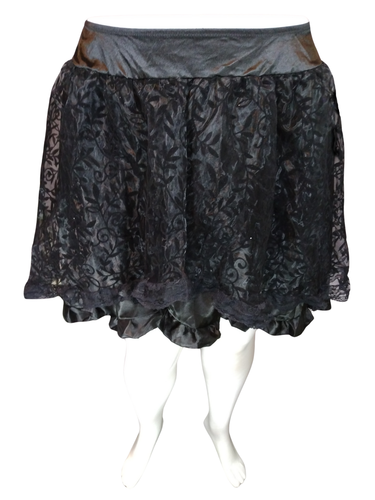 Diva General Collection Black Flower Lace Hi-Low Women's Skirt - Size 32