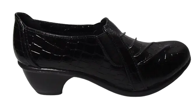 Easy Street Shoes Womens Black Croco Prism Comfort Wave  (some staining)