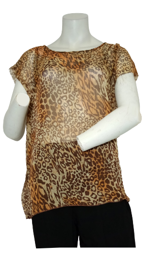 Rachael & Chloe Cheetah Sheer Women's Top - Medium