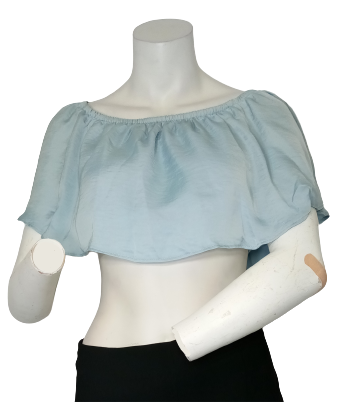 Emory Park Light Blue Crop Women's Top with Yoke Collar - Medium