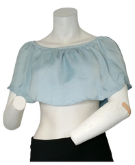 Emory Park Light Blue Crop Women's Top with Yoke Collar - Medium