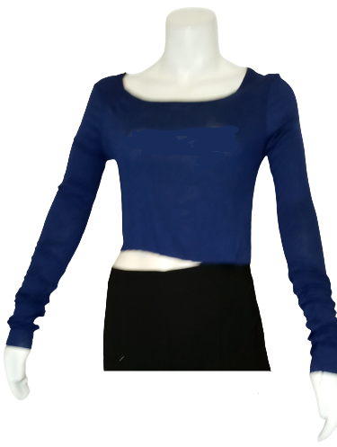 Love In Navy Long Sleeve Crop Women's Top - Large