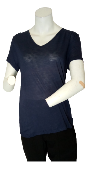 Zenana Outfitters Navy Short Sleeve V-Neck Women's Shirt - XL
