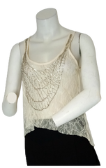 See You Monday Los Angeles Ivory Tank Women's Top with Beads - Large