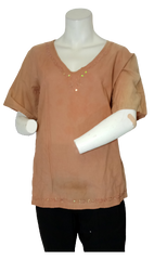Kaaku Clothing Burned Orange Short Sleeve Women's Shirt with Sequins - One Size