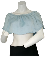 Emory Park Light Blue Crop Women's Top with Yoke Collar - Small