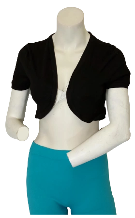 Girls’ Black Bolero Top – Zenana Outfitters Large | Cotton Spandex Stretch Shrug