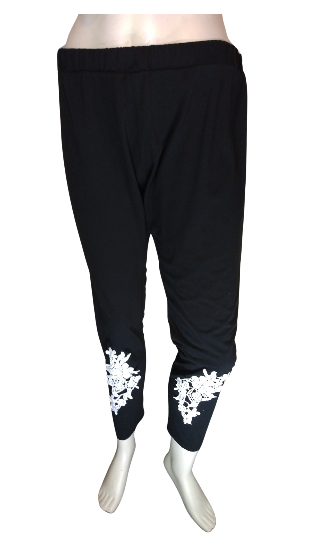 Rosegal Black Girl's Pants with Lace Accent - 18
